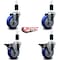 Service Caster 4'' Blue Poly Wheel Swivel 1-3/8'' Expanding Stem Caster Set 2 Brakes, 4PK SCC-EX20S414-PPUB-BLUE-2-PLB-2-138 - alternate 2